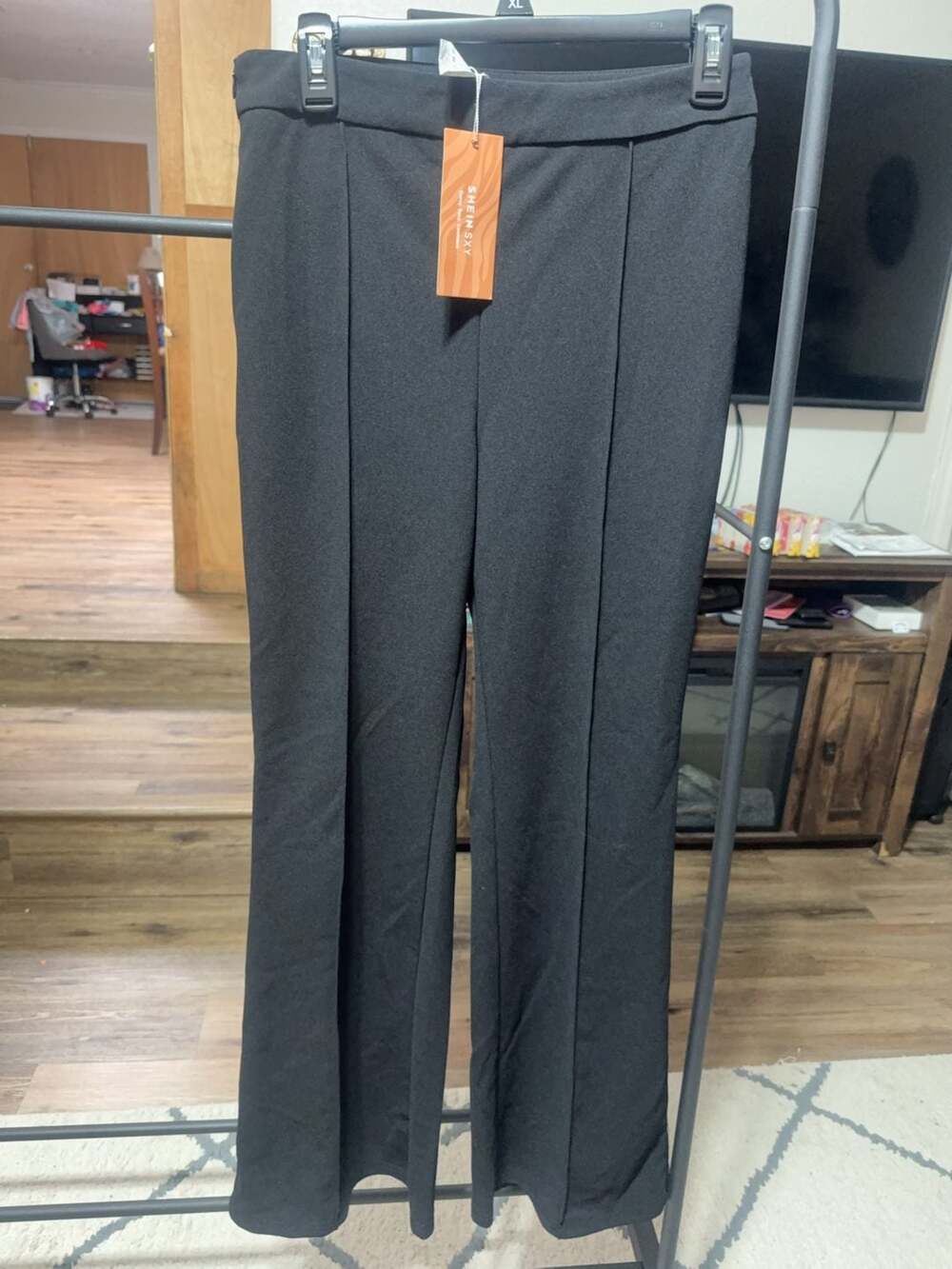 SHEIN SXY Black High Waisted Wide Leg Trousers Size XL